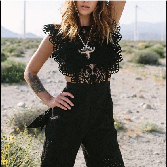 Nightcap apron eyelet ruffle jumpsuit 2/Medium - Picture 1 of 15